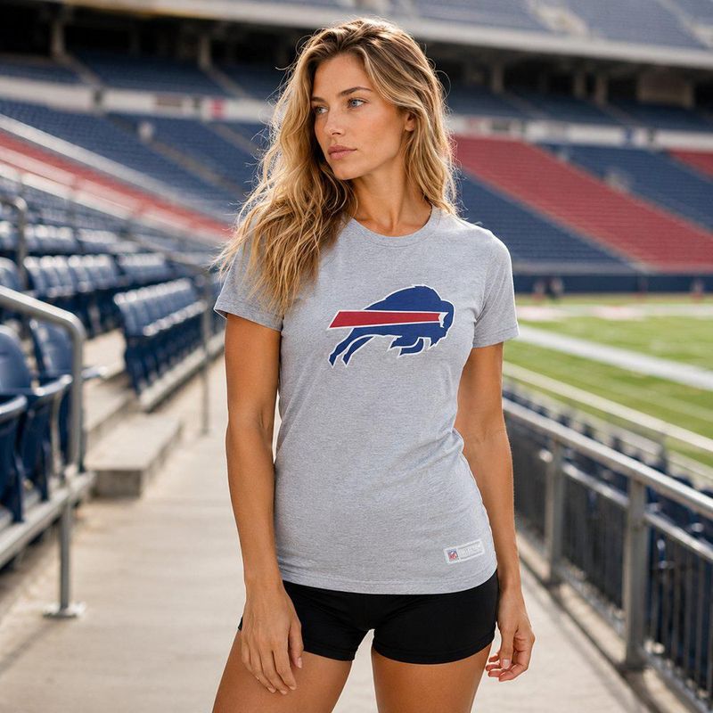 Playera Aficionado NFL Buffalo Bills Manga Corta Gris Mujer