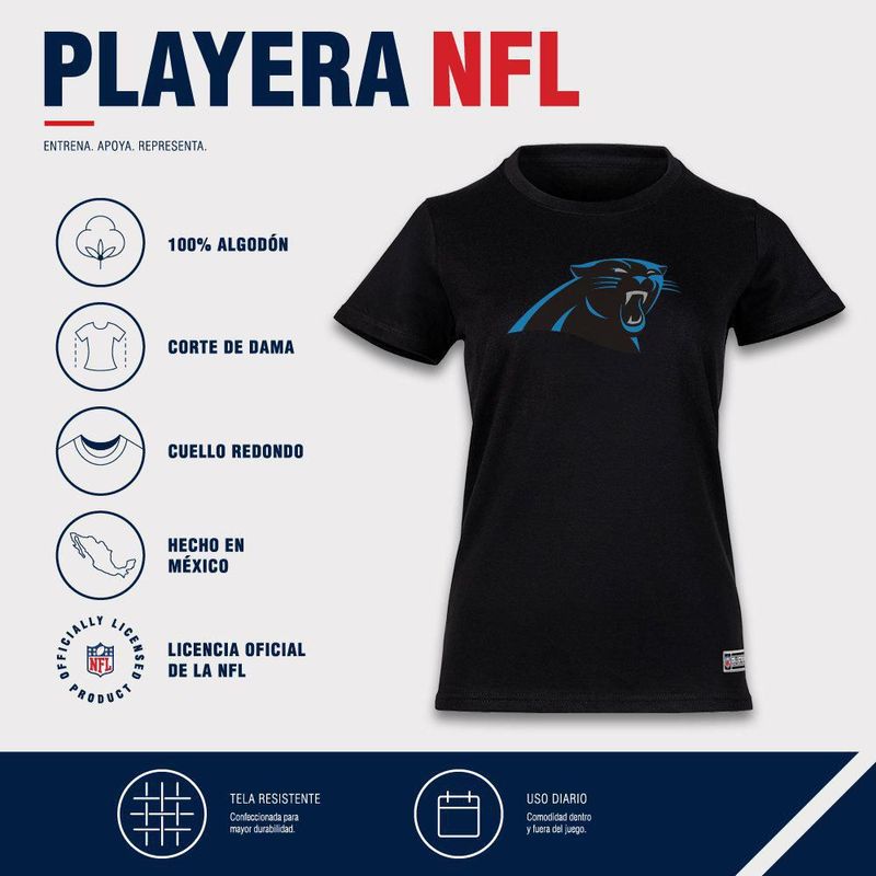 Playera Aficionado NFL Carolina Panthers Manga Corta Negro Mujer