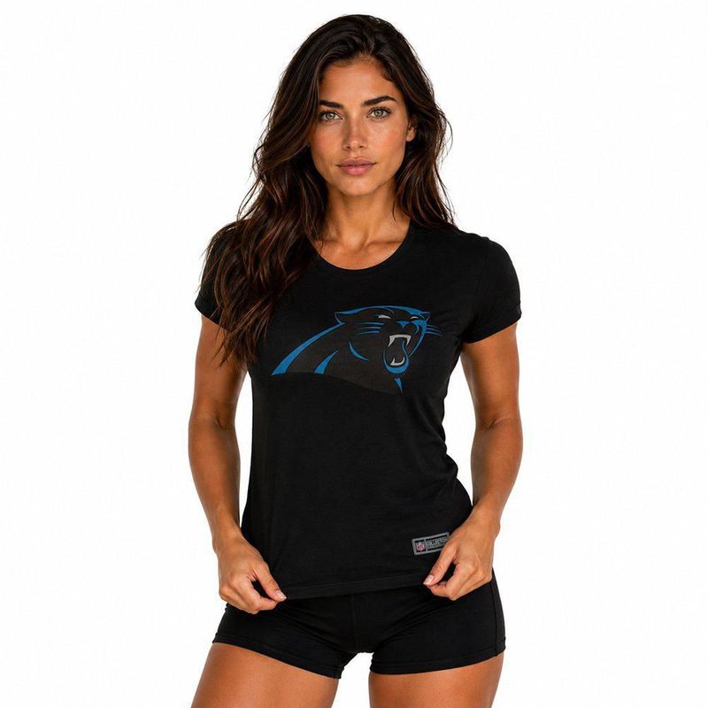 Playera Aficionado NFL Carolina Panthers Manga Corta Negro Mujer