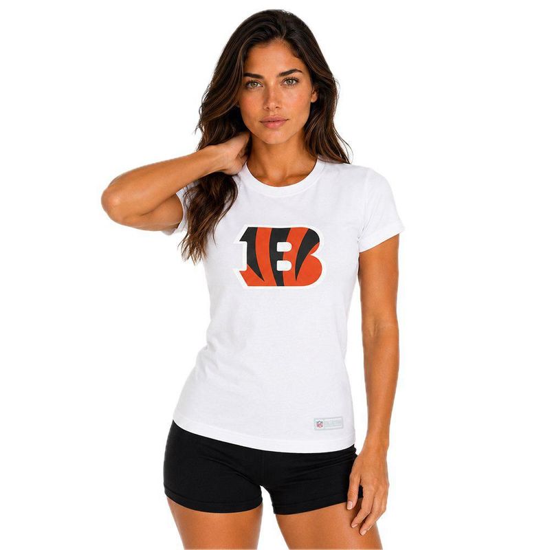 Playera Aficionado NFL Cincinnati Bengals Manga Corta Blanco Mujer