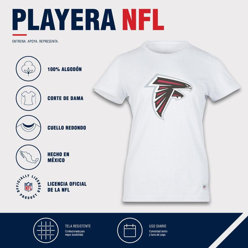 Playera Aficionado NFL Atlanta Falcons Manga Corta Blanco Mujer