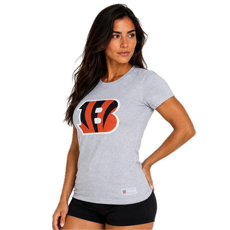 Playera Aficionado NFL Cincinnati Bengals Manga Corta Gris Mujer