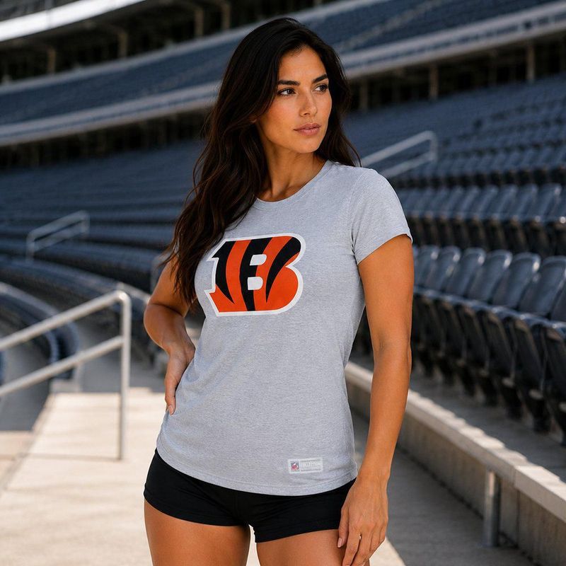 Playera Aficionado NFL Cincinnati Bengals Manga Corta Gris Mujer