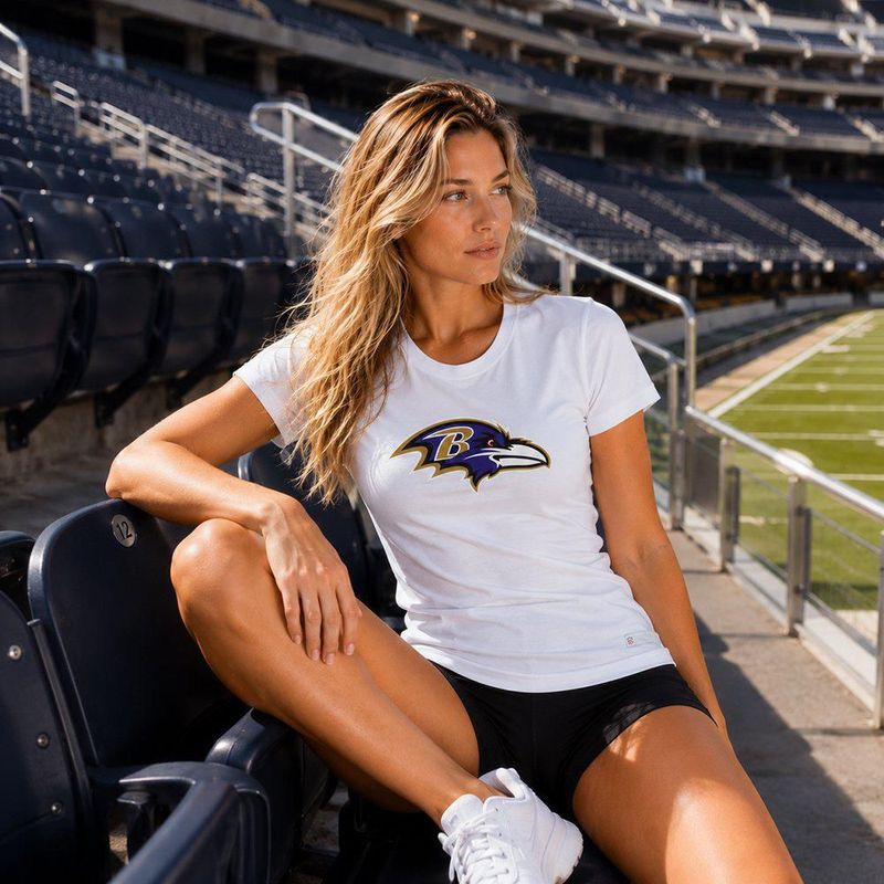 Playera Aficionado NFL Baltimore Ravens Manga Corta Blanco Mujer