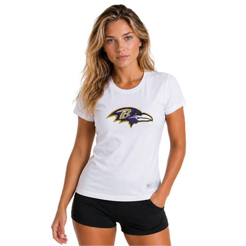 Playera Aficionado NFL Baltimore Ravens Manga Corta Blanco Mujer