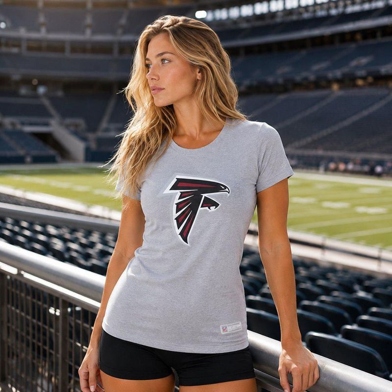Playera Aficionado NFL Atlanta Falcons Manga Corta Gris Mujer
