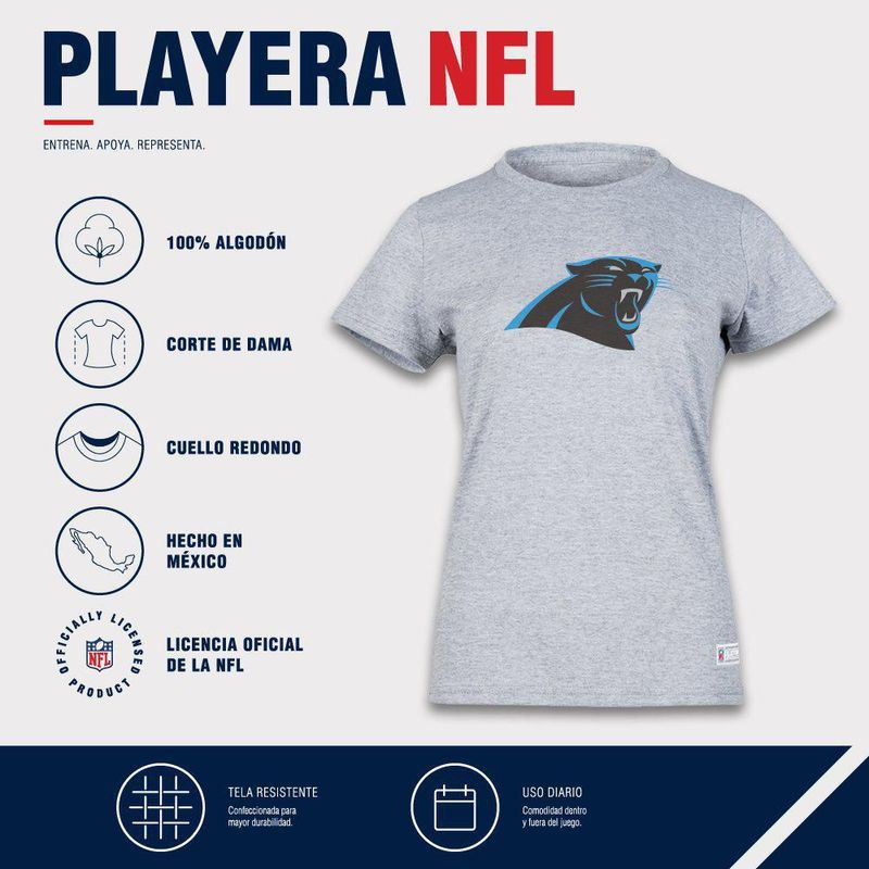 Playera Aficionado NFL Carolina Panthers Manga Corta Gris Mujer