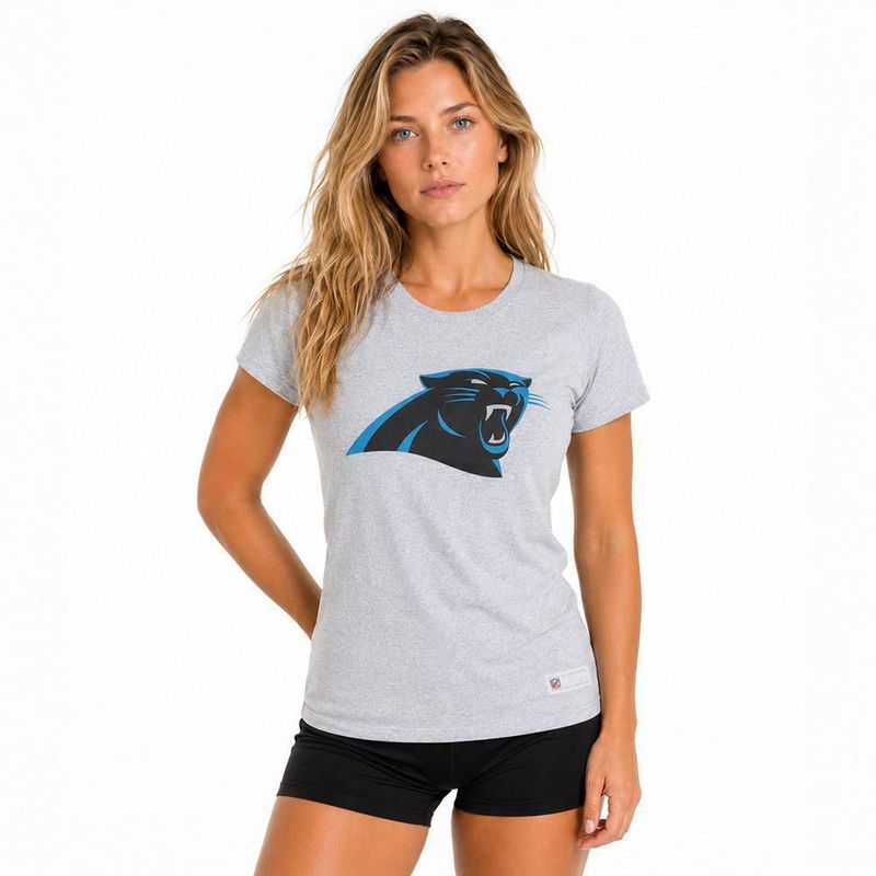 Playera Aficionado NFL Carolina Panthers Manga Corta Gris Mujer