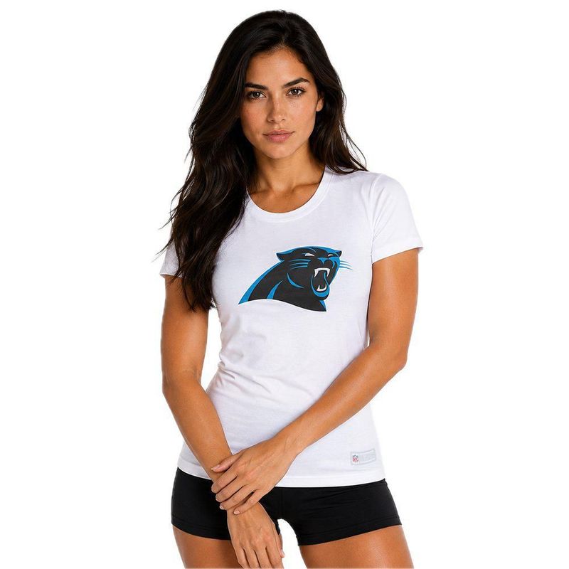 Playera Aficionado NFL Carolina Panthers Manga Corta Blanco Mujer
