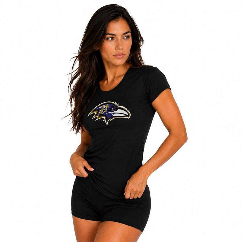 Playera Aficionado NFL Baltimore Ravens Manga Corta Negro Mujer