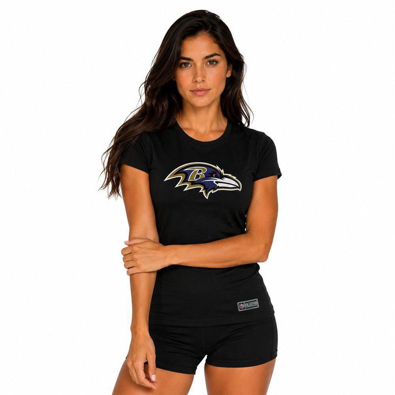 Playera Aficionado NFL Baltimore Ravens Manga Corta Negro Mujer