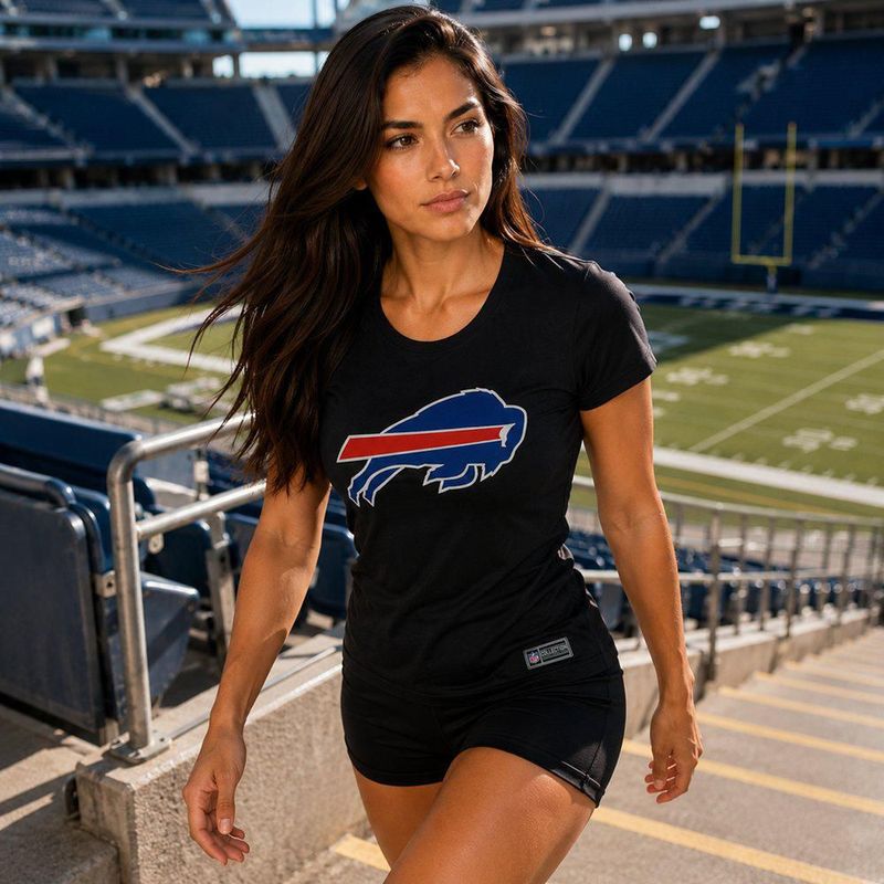 Playera Aficionado NFL Buffalo Bills Manga Corta Negro Mujer