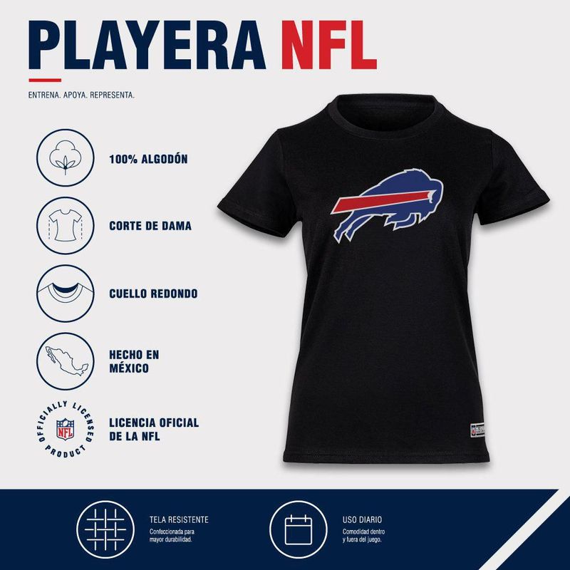 Playera Aficionado NFL Buffalo Bills Manga Corta Negro Mujer