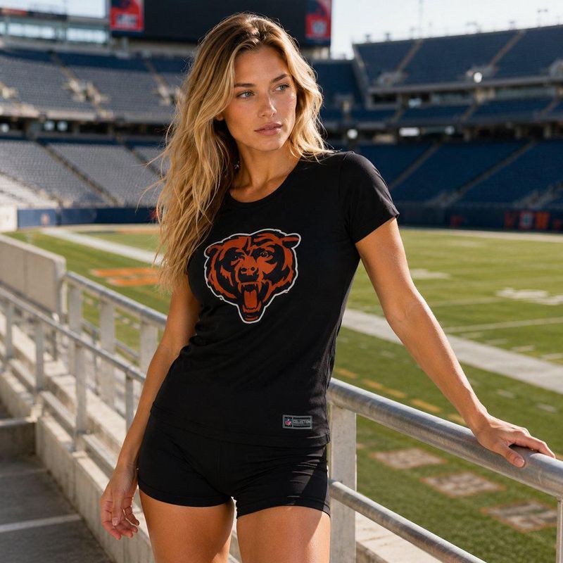 Playera Aficionado NFL Chicago Bears Manga Corta Negro Mujer