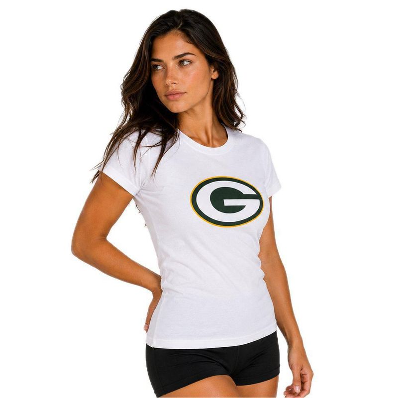 Playera Aficionado NFL Green Bay Packers Manga Corta Blanco Mujer