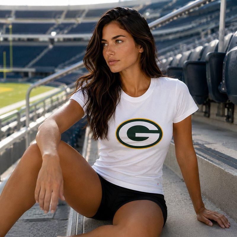Playera Aficionado NFL Green Bay Packers Manga Corta Blanco Mujer