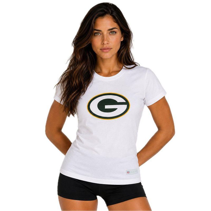 Playera Aficionado NFL Green Bay Packers Manga Corta Blanco Mujer