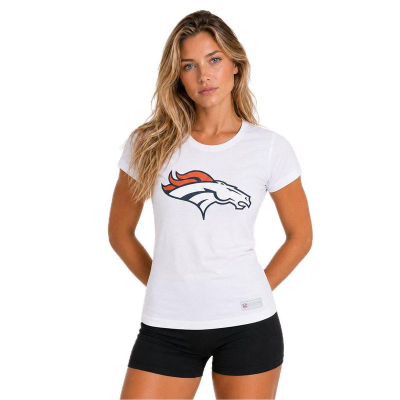 Playera Aficionado NFL Denver Broncos Manga Corta Blanco Mujer