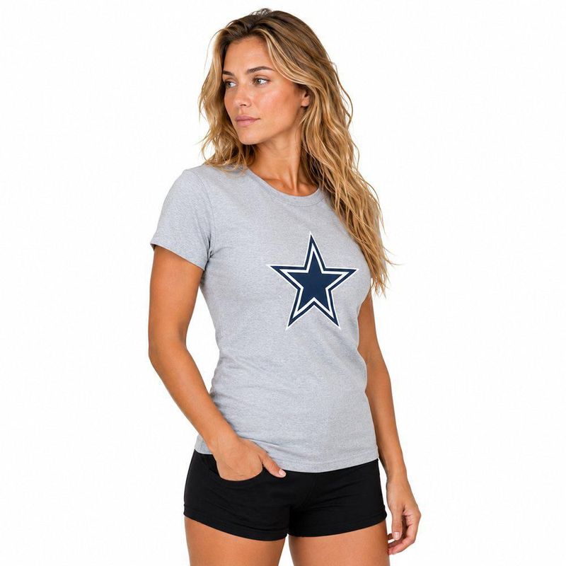 Playera Aficionado NFL Dallas Cowboys Manga Corta Gris Mujer