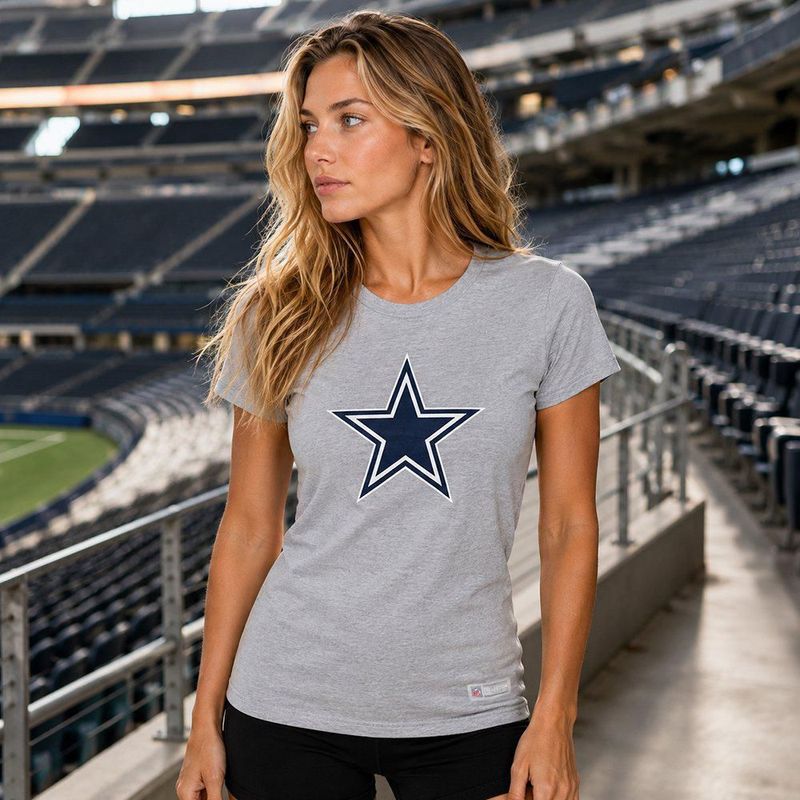 Playera Aficionado NFL Dallas Cowboys Manga Corta Gris Mujer