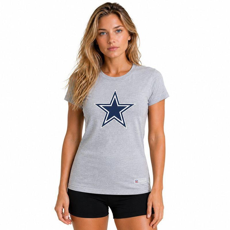 Playera Aficionado NFL Dallas Cowboys Manga Corta Gris Mujer