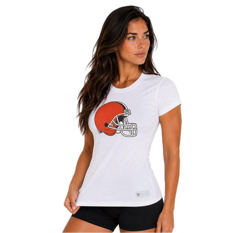 Playera Aficionado NFL Cleveland Browns Manga Corta Blanco Mujer