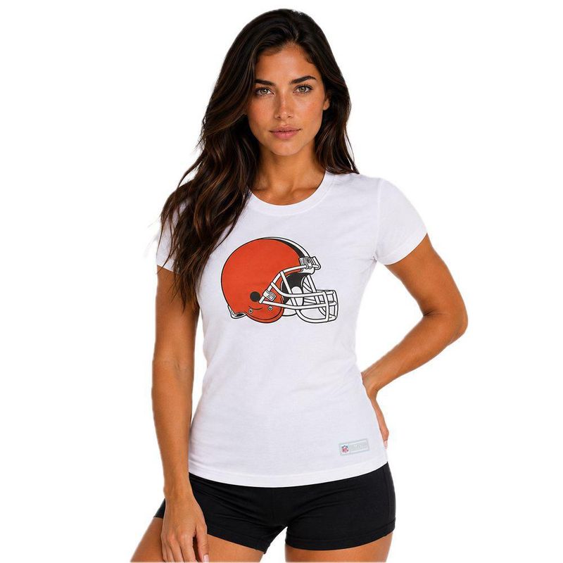 Playera Aficionado NFL Cleveland Browns Manga Corta Blanco Mujer