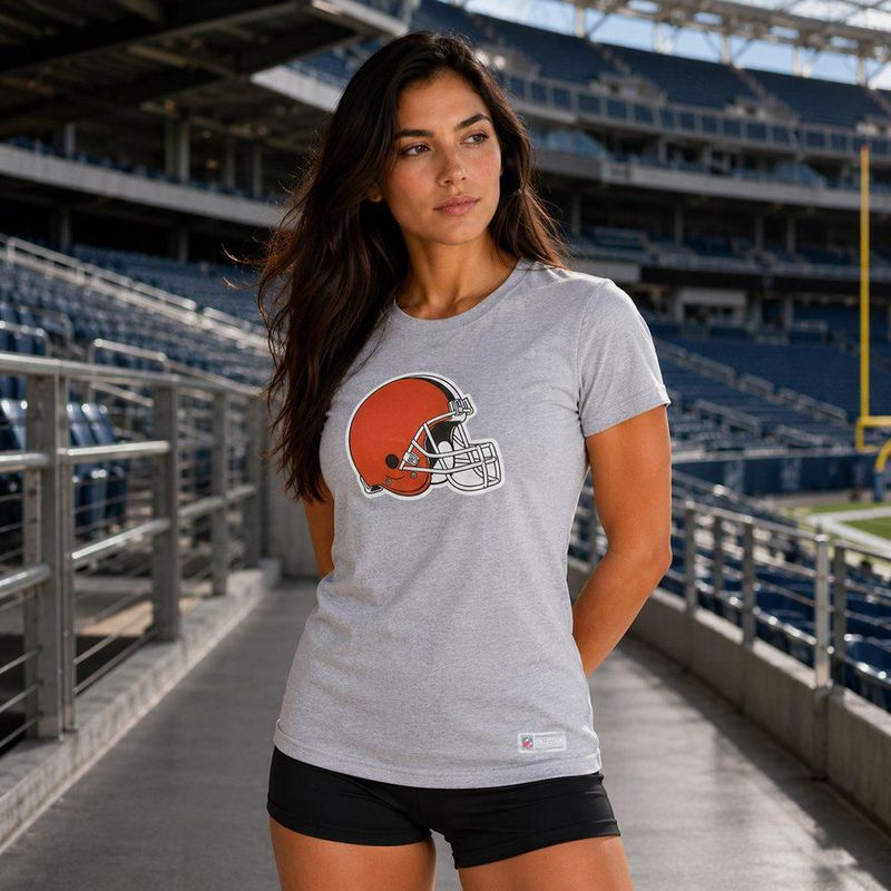 Playera Aficionado NFL Cleveland Browns Manga Corta Gris Mujer