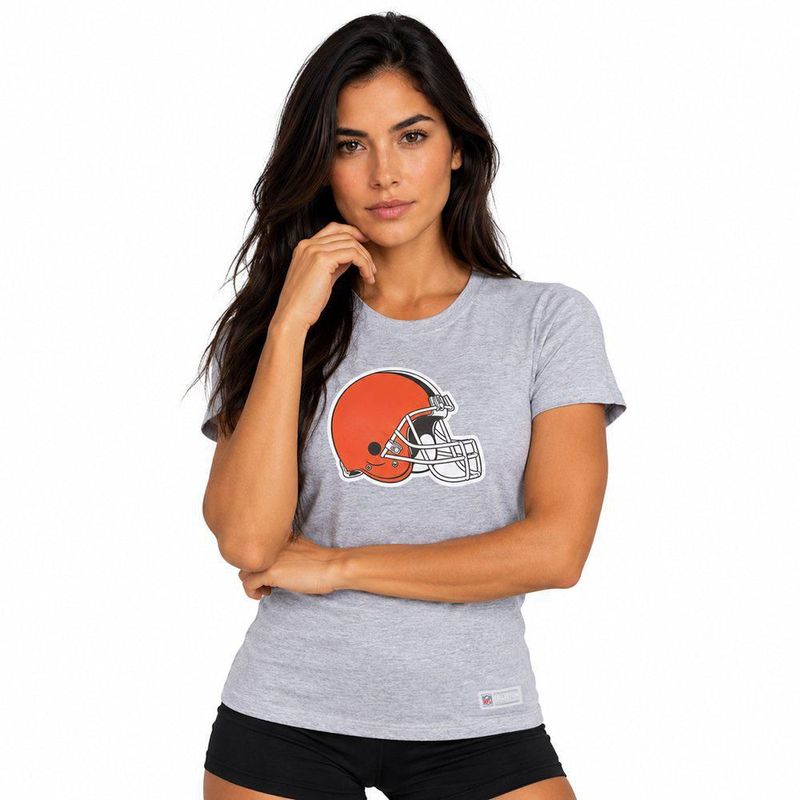 Playera Aficionado NFL Cleveland Browns Manga Corta Gris Mujer