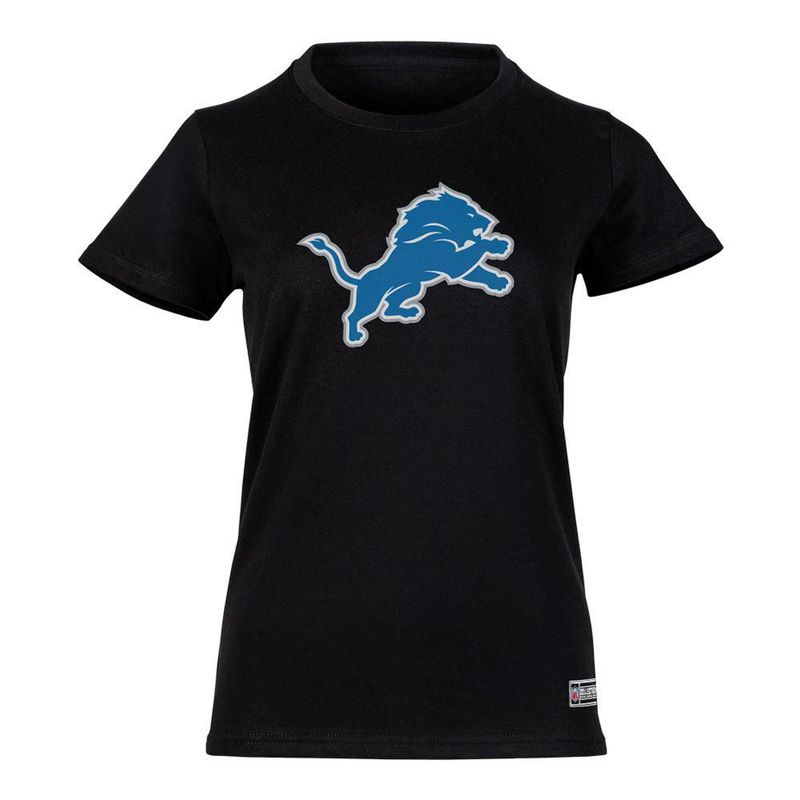 Playera Aficionado NFL Detroit Lions Manga Corta Negro Mujer