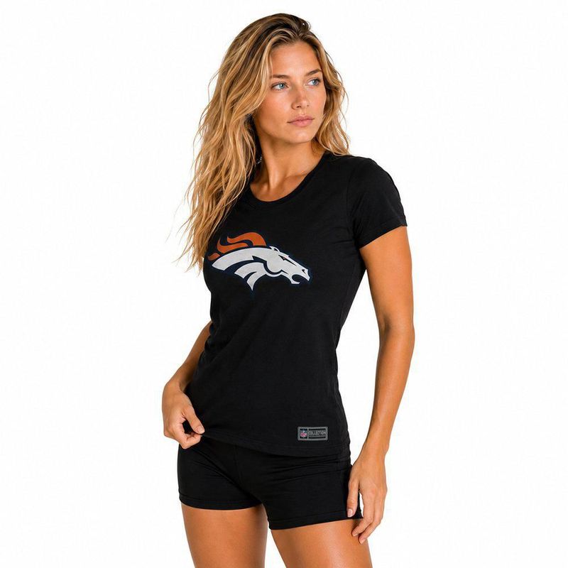 Playera Aficionado NFL Denver Broncos Manga Corta Negro Mujer