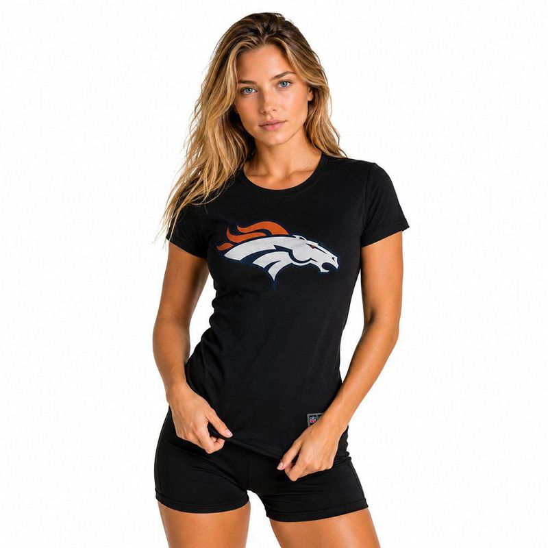 Playera Aficionado NFL Denver Broncos Manga Corta Negro Mujer
