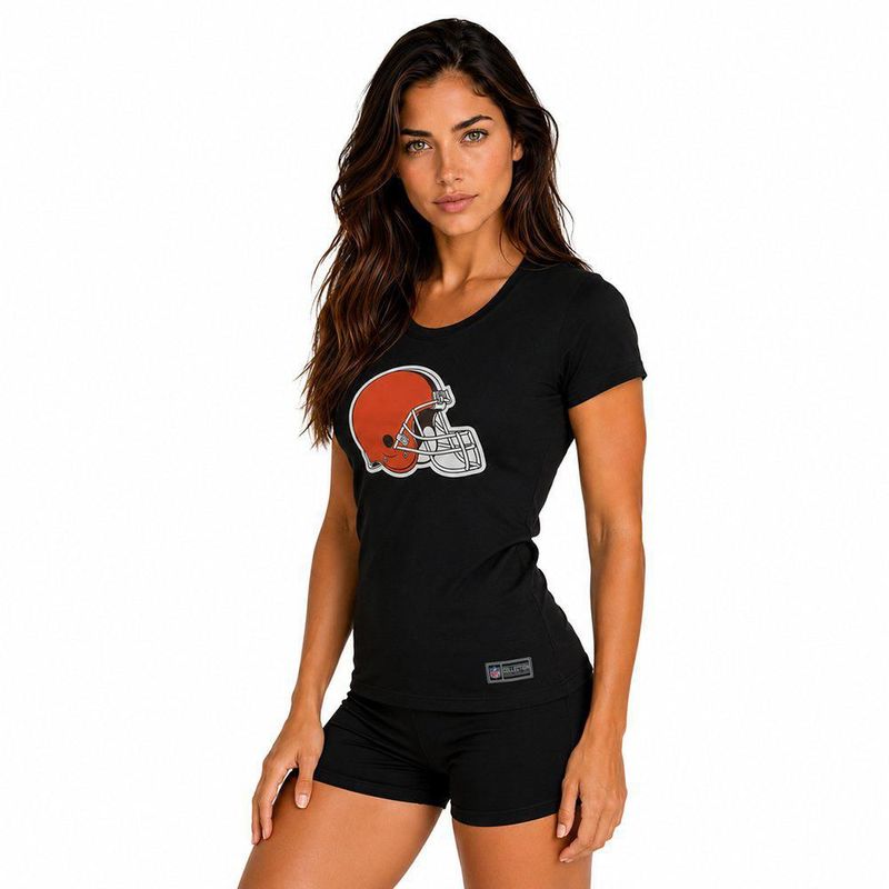 Playera Aficionado NFL Cleveland Browns Manga Corta Negro Mujer