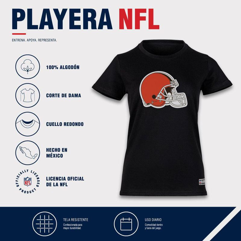 Playera Aficionado NFL Cleveland Browns Manga Corta Negro Mujer