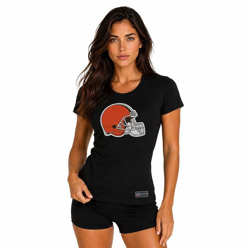 Playera Aficionado NFL Cleveland Browns Manga Corta Negro Mujer