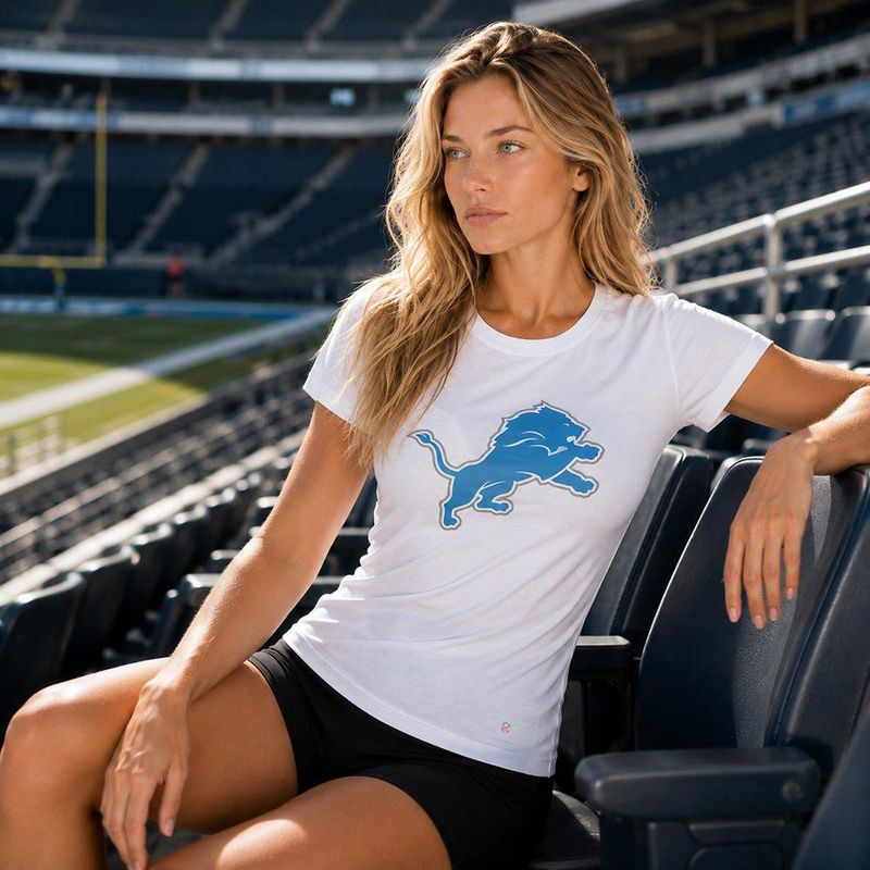Playera Aficionado NFL Detroit Lions Manga Corta Blanco Mujer