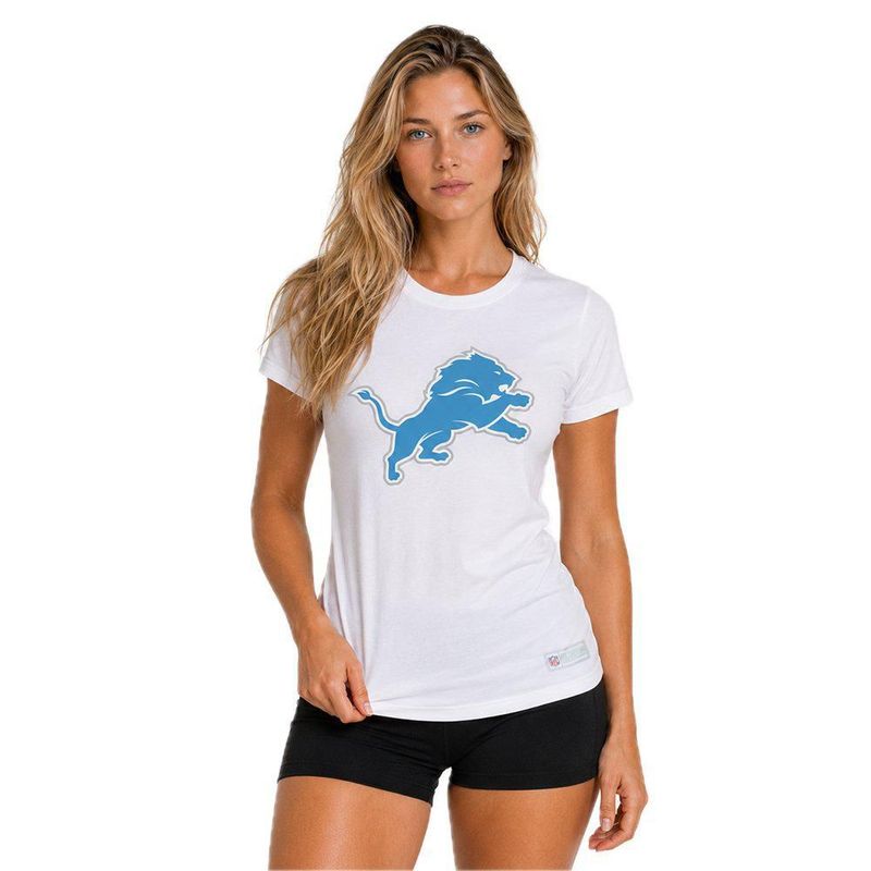 Playera Aficionado NFL Detroit Lions Manga Corta Blanco Mujer