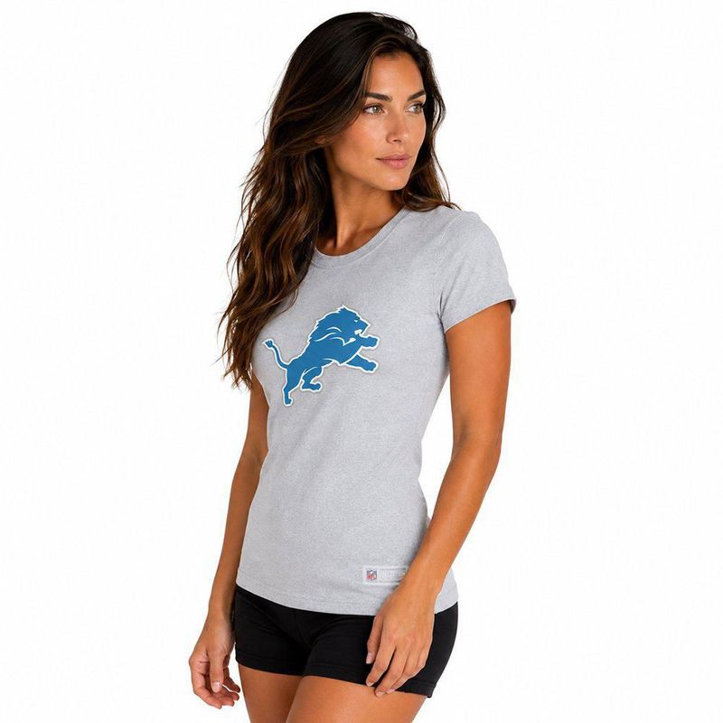 Playera Aficionado NFL Detroit Lions Manga Corta Gris Mujer