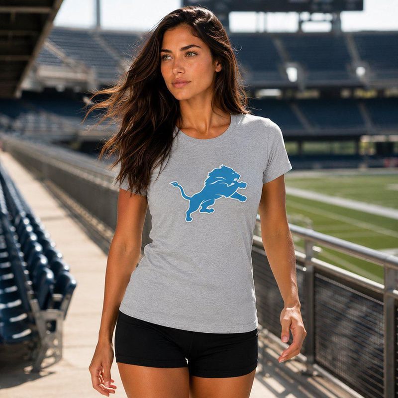 Playera Aficionado NFL Detroit Lions Manga Corta Gris Mujer