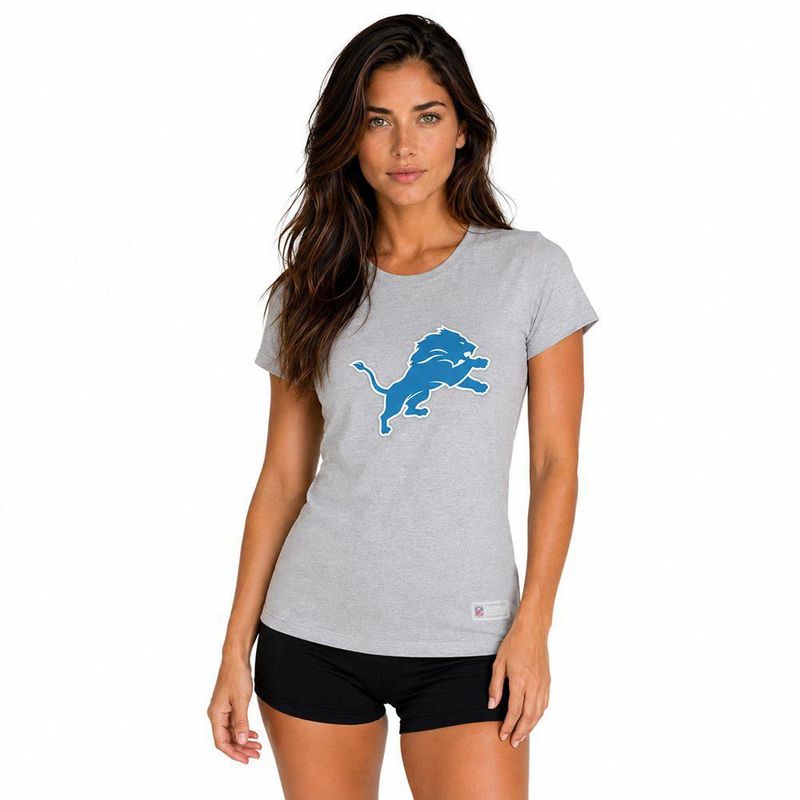 Playera Aficionado NFL Detroit Lions Manga Corta Gris Mujer