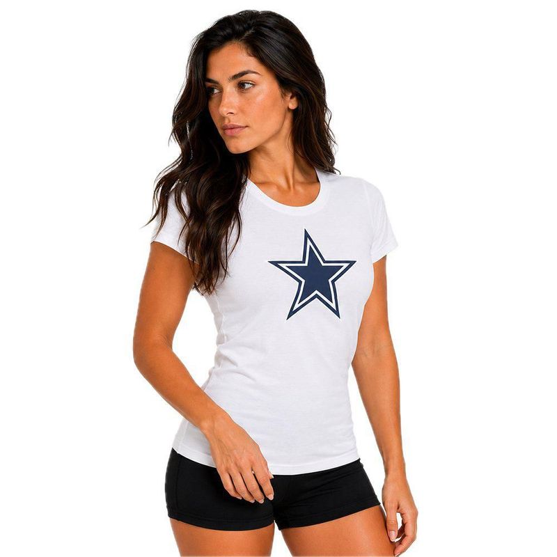 Playera Aficionado NFL Dallas Cowboys Manga Corta Blanco Mujer