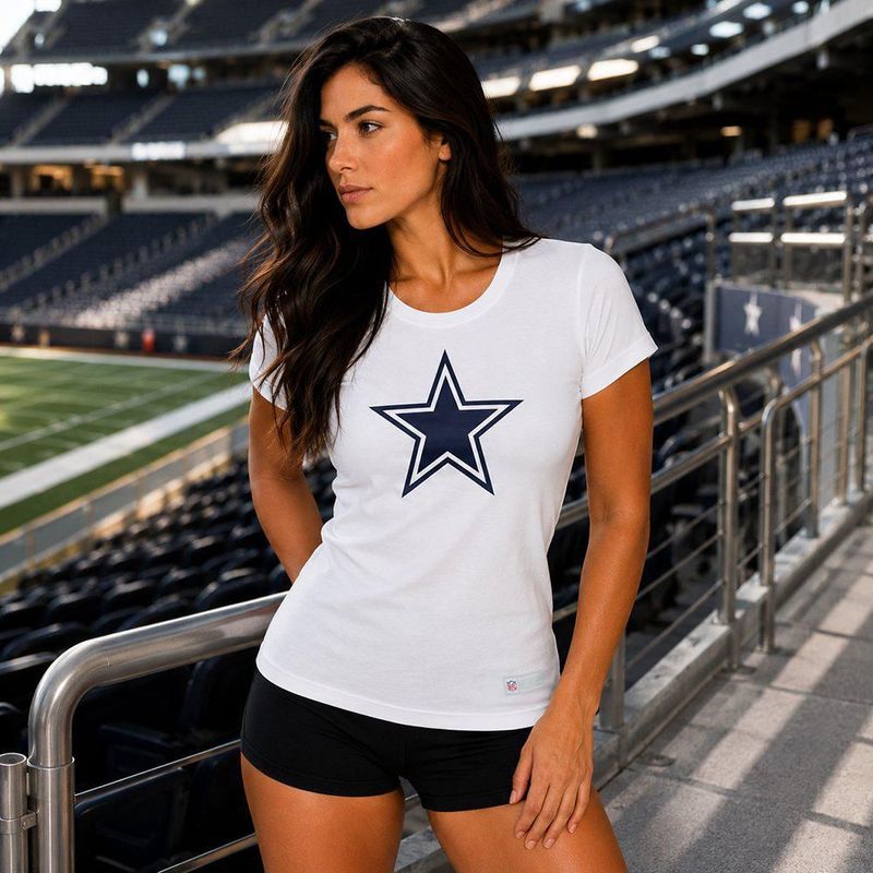 Playera Aficionado NFL Dallas Cowboys Manga Corta Blanco Mujer
