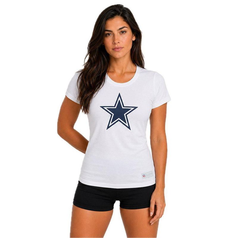 Playera Aficionado NFL Dallas Cowboys Manga Corta Blanco Mujer