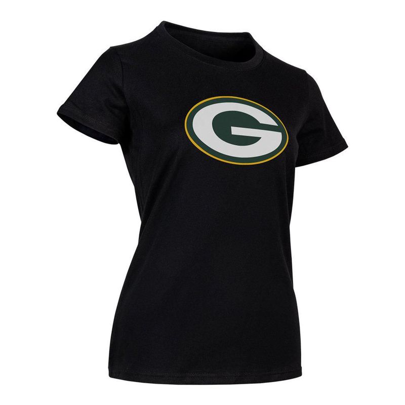 Playera Aficionado NFL Green Bay Packers Manga Corta Negro Mujer