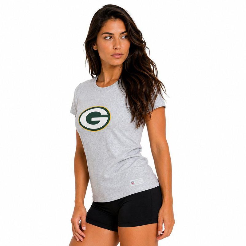 Playera Aficionado NFL Green Bay Packers Manga Corta Gris Mujer