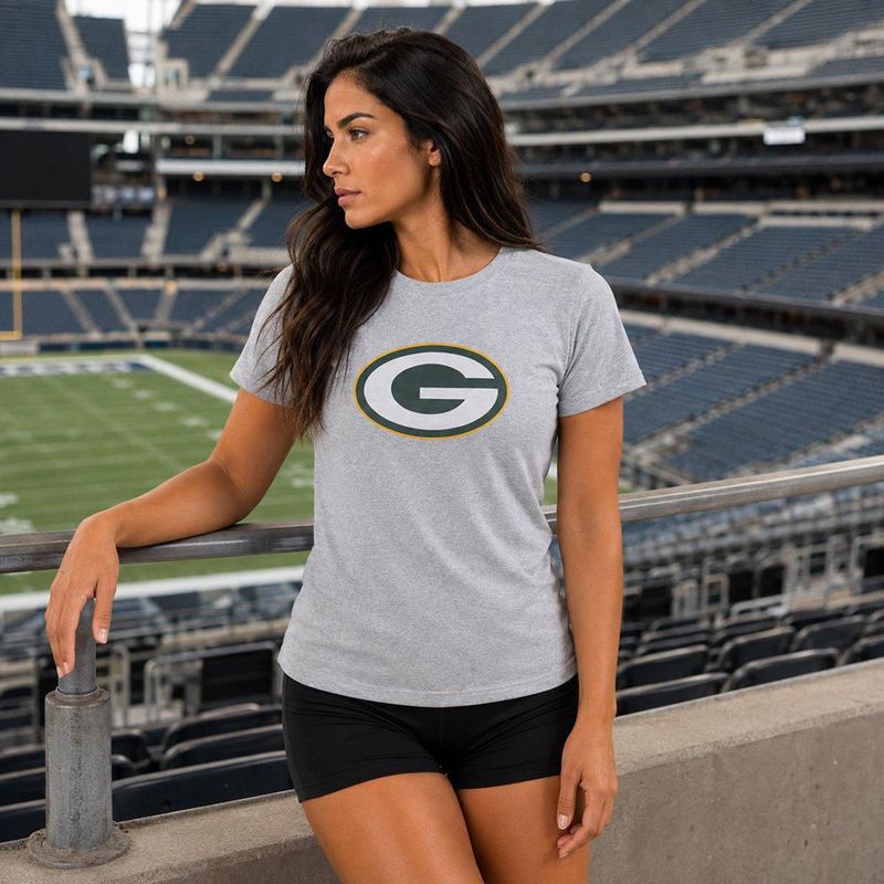 Playera Aficionado NFL Green Bay Packers Manga Corta Gris Mujer