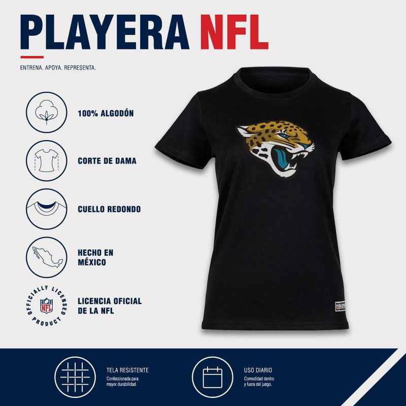 Playera Aficionado NFL Jacksonville Jaguars Manga Corta Negro Mujer