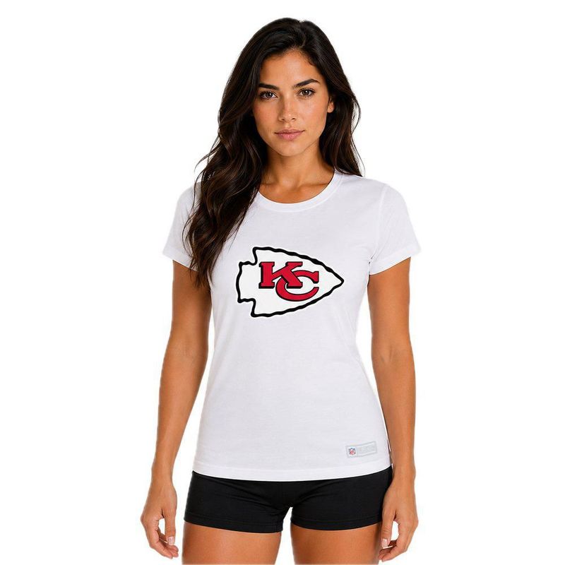 Playera Aficionado NFL Kansas City Chiefs Manga Corta Blanco Mujer