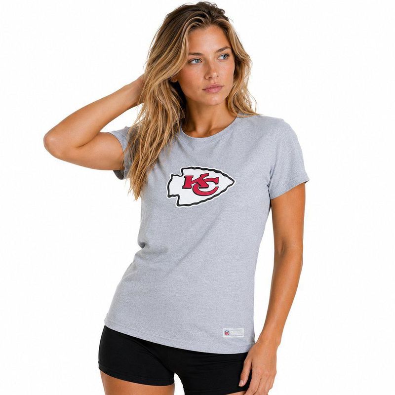 Playera Aficionado NFL Kansas City Chiefs Manga Corta Gris Mujer