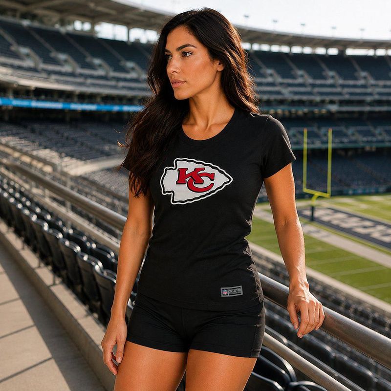 Playera Aficionado NFL Kansas City Chiefs Manga Corta Negro Mujer